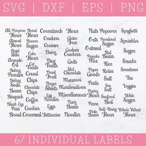 Pantry Labels SVG Bundle: 67 Kitchen Canister Labels (Digital Download)