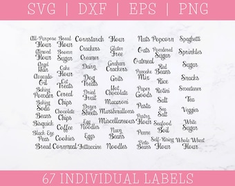 Pantry Labels SVG Bundle: 67 Kitchen Canister Labels (Digital Download)