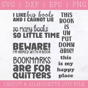 Funny Bookmark SVG Bundle DXF PNG - Book Lover, Reader Sayings,  Reading, Gift Idea, Design Bundle, Cricut Cut File, Silhouette Studio