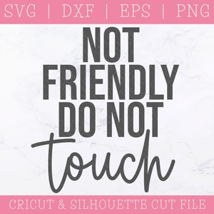 Não amigável, não toque SVG DXF PNG, citação engraçada, ditado sarcástico, ditados engraçados, presente engraçado para a mãe, silhueta, Cricut, download digital