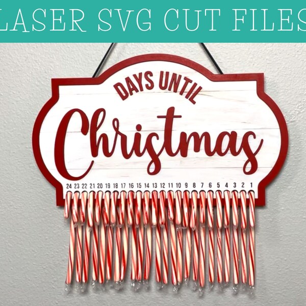 Candy Cane Countdown SVG, Laser Cut File, Glowforge Files, Christmas Advent Calendar, Candy Canes, Christmas Sign, Christmas Count Down