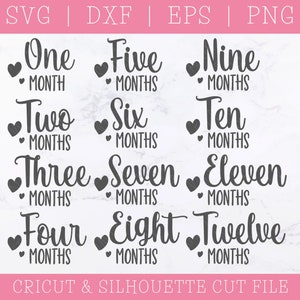 Números mensuales SVG - Recién nacido SVG - Nuevo paquete de bebé svg - Onesie Svg Cut File - Baby Onsies Svg - Baby Milestones Archivos SVG para Cricut