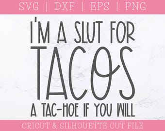 Roliga Tacos SVG DXF PNG: Klippfil för Cricut, Silhuett (Digital Nedladdning)