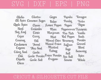 Spice Labels SVG Bundle: Kitchen Herb Jar Labels (Cricut & Silhouette)