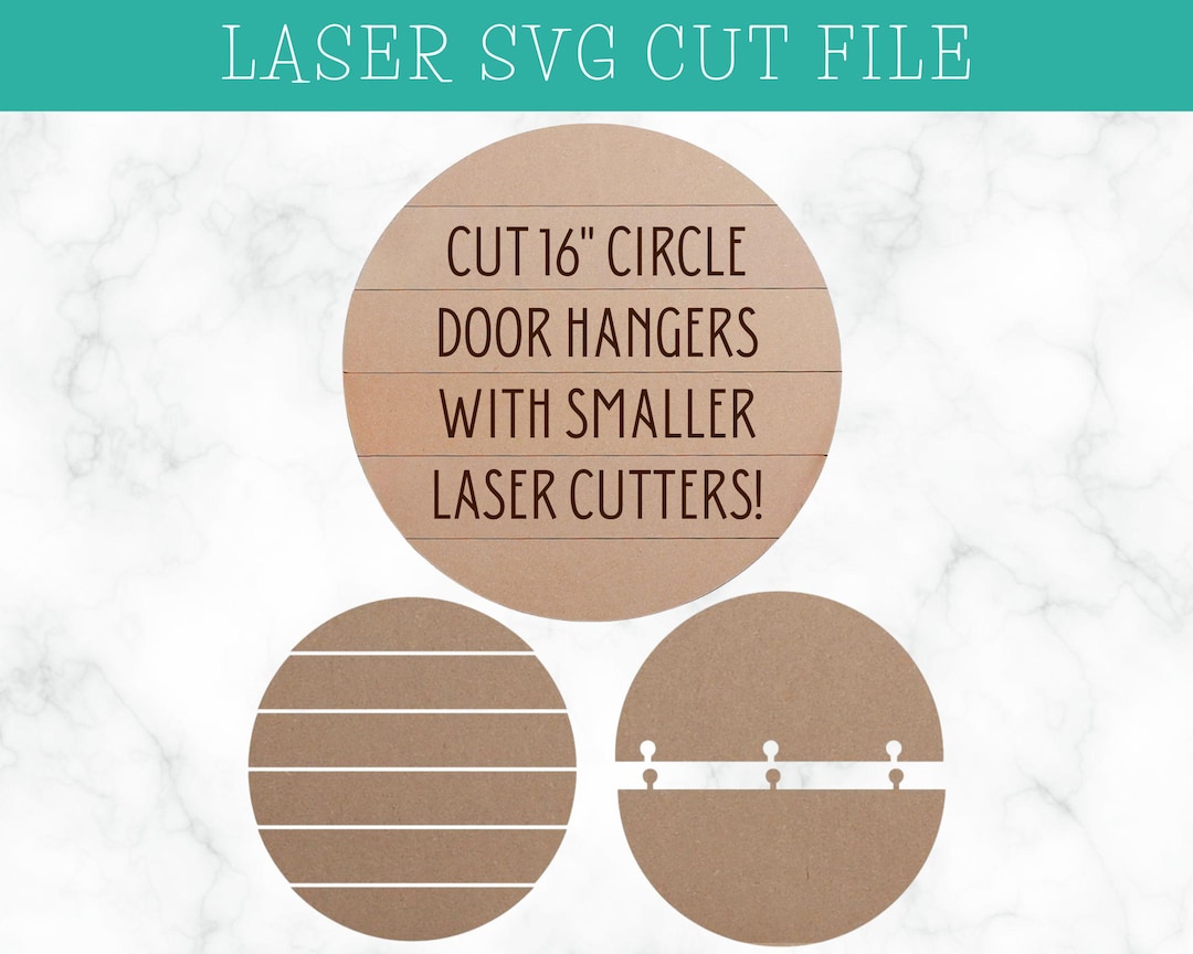 16" Split Round Door Hanger With Shiplap Front Laser SVG File (digital ...