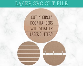 16" Split Round Door Hanger with Shiplap Front Laser SVG File (Digital Download)