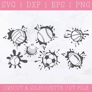 スプラット スポーツ SVG バンドル - 野球、サッカー、フットボール、ゴルフボール、テニスボール、バレーボール、バスケットボール、スポーツ バンドル、ゲーム タイム、ファン、