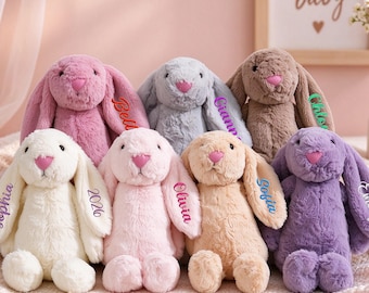 Coniglietto ricamato personalizzato, coniglietto di peluche con nome personalizzato, regalo per baby shower, regalo per neonato, regali di Natale, ricordo per neonato
