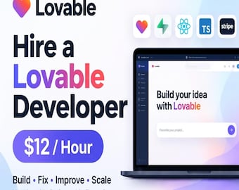 Lovable Developer Services / Desarrollo de aplicaciones de IA, SaaS y MVP (12 dólares/hora)
