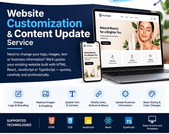 Website Customization Service | HTML React JavaScript TypeScript | Change Logo, Images, Text & Website Content