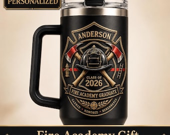 Gobelet isotherme personnalisé de 1,2 L (40 oz) pour pompiers, cadeau de fin d'études à l'école des sapeurs-pompiers