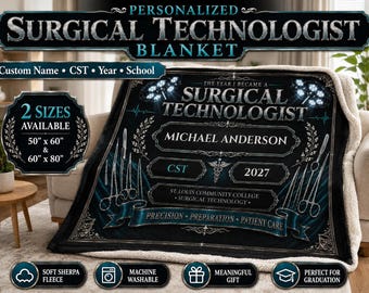 Couverture personnalisée pour remise de diplôme de technicien en chirurgie, cadeau souvenir en sherpa CST