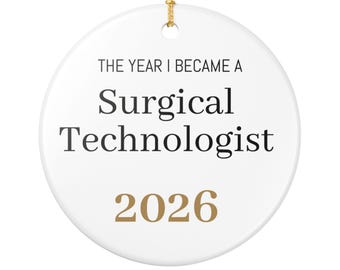 Ornement personnalisé pour technicien(ne) en chirurgie, nom et année de remise de diplôme.