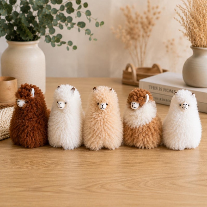 Alpaca Fur Llama Stuffed Animal 1 unit, Handmade Peruvian Llama Toy, Authentic Gift Decor image 2