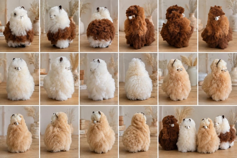 Alpaca Fur Llama Stuffed Animal 1 unit, Handmade Peruvian Llama Toy, Authentic Gift Decor image 3