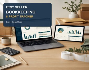 Etsy Seller Bookkeeping Profit Tracker Spreadsheet, Business Expense Inventory Tax Template, Etsy Fee Sales Calculator, Excel Google Sheets