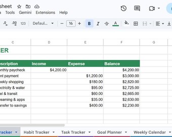 All-in-One Life Organizer Spreadsheet, Google Sheets Daily Planner, Budget, Habit & Goal Tracker Digital Download