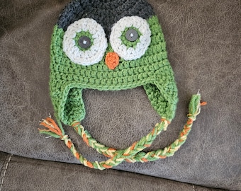 Crochet owl hat any size