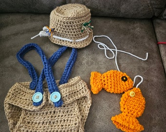 SALE Fishing Set for babies- fishing photo prop - baby gift - neutral baby gift