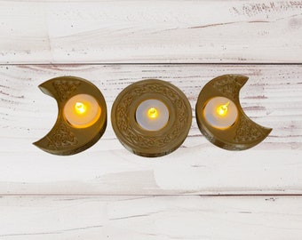 Three moons led candle light holders