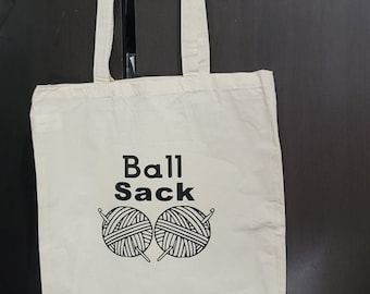 SALE Ball Sack yarn bag-knitting bag- funny tote bag