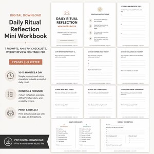 Può includere: Un quaderno di esercizi digitale Daily Ritual Reflection Mini Workbook composto da nove pagine in formato PDF stampabile. Il workbook include sette spunti di riflessione quotidiana, liste di controllo mattutine e serali e una sezione di revisione settimanale.