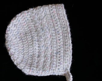 Vintage style muti pastel crocheted baby bonnet acrylic blend