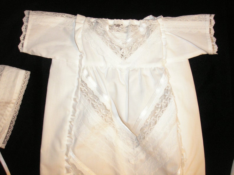 Christening gown French heirloom lace style bodice READY TO SHIP in Stock image 2