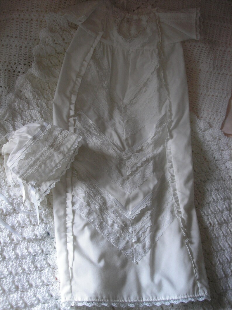 Christening gown French heirloom lace style bodice READY TO SHIP in Stock image 3