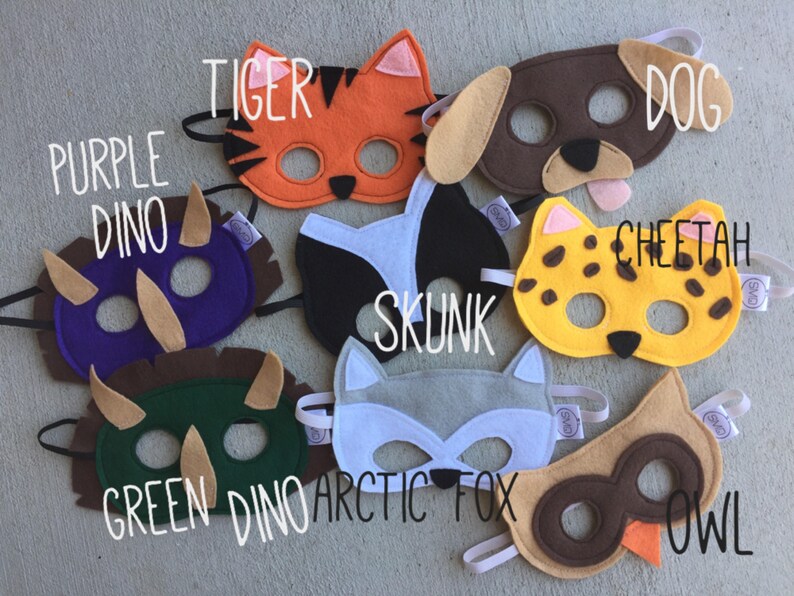 Various Animal Felt Masks Sold as Packs / Sets of 3 4 5 or Etsy