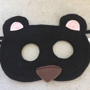 Sunny the Black Bear Mask - Sun Bear, Zoo Animal, Roar, Costume, Felt Mask, Halloween, Christmas, Party Favor, Gift, Woodland, Forest