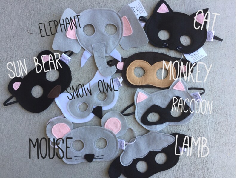 Various Animal Felt Masks Sold as Packs / Sets of 3 4 5 or Etsy