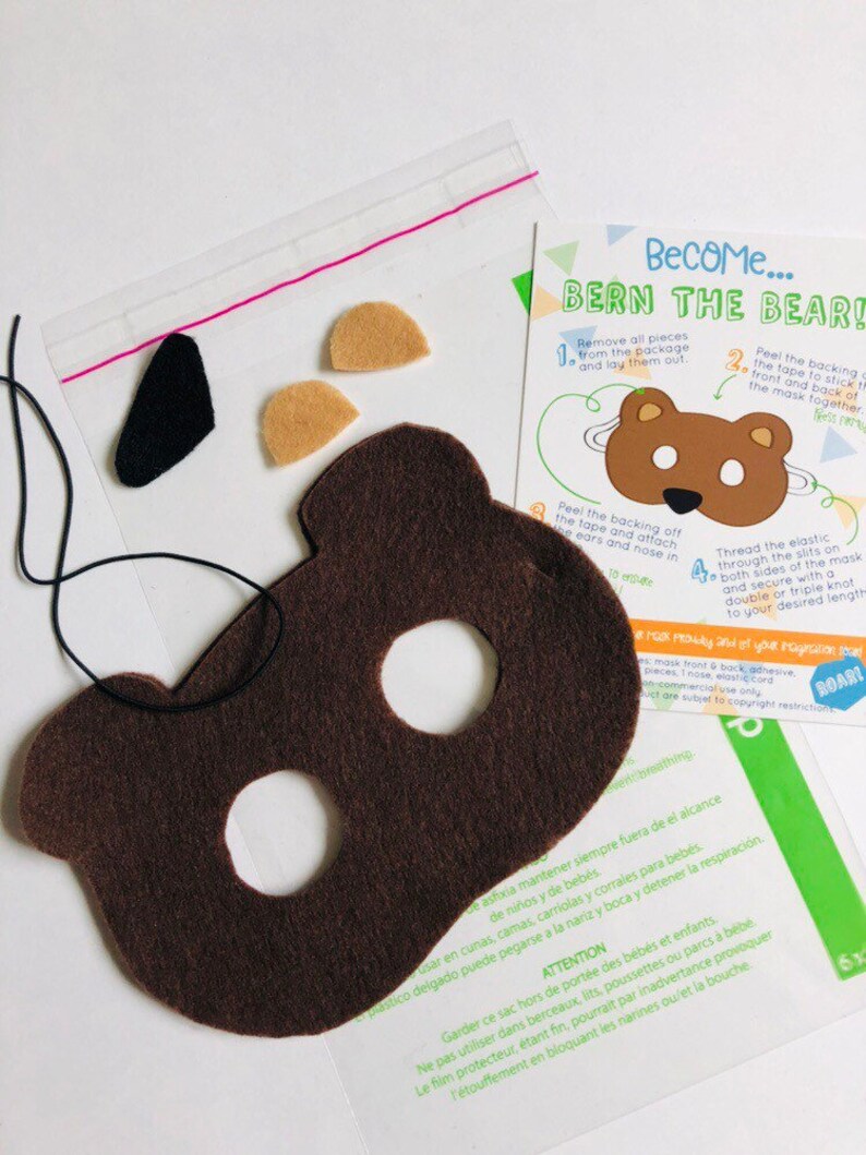 Brown Bear Mask DIY Kit Childs Make Your Own Bear Mask Felt | Etsy