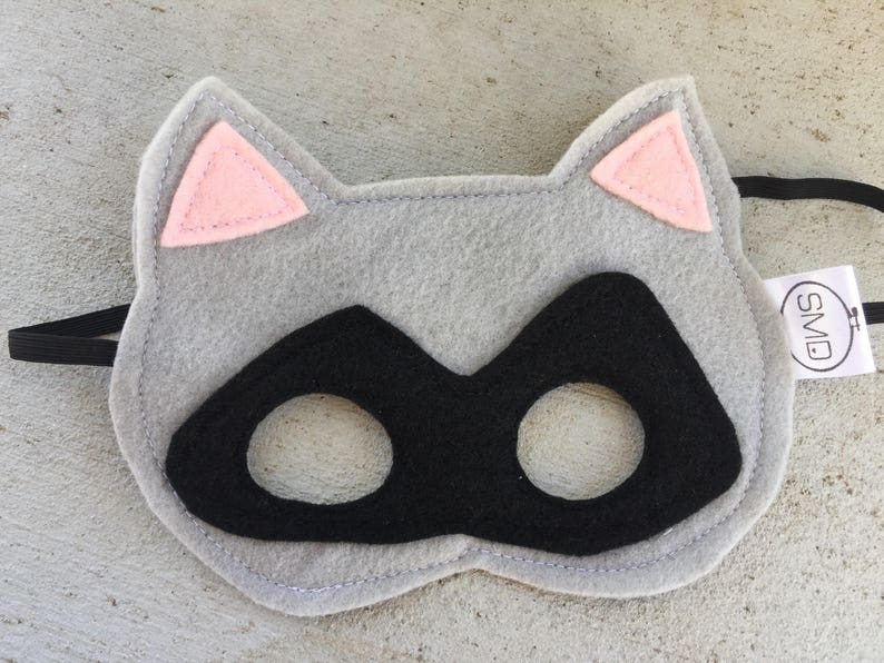 Bandit Raccoon Mask Woodland, Felt Mask, Child's Mask, Forest, Party Favor, Dress Up, Pretend Play, Costume, Christmas, Halloween, Present image 1