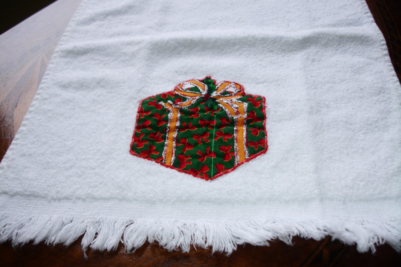 Towel Christmas Towel with applique Finger Towel Holiday Etsy