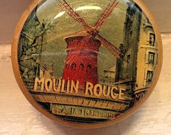 Victorian style thimble holder, lacquered top, souvenir treen sewing container, rare, 1950's, collectible