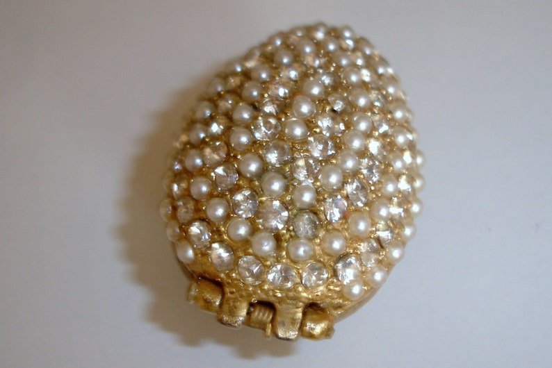 gift for her collectible rhinestone and faux pearls vintage pill box collector/'s gift gift for mother bejeweled pill box PIll box