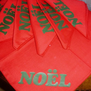 Vintage Christmas Napkins: Red &#39;Noel&#39; Holiday Linens, Set of 7