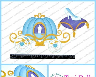 Cinderella Carriage & Slipper: Handmade Paper Piecing Die Cut, Scrapbook Page Embellishment