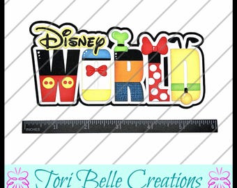 Mouse Vacation Scrapbook Title: Handmade Paper Piecing Die Cut, Scrapbook Page Embellishment