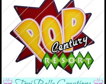 Pop Century Resort Scrapbook Title: Handmade Paper Piecing Die Cut, Scrapbook Page Embellishment