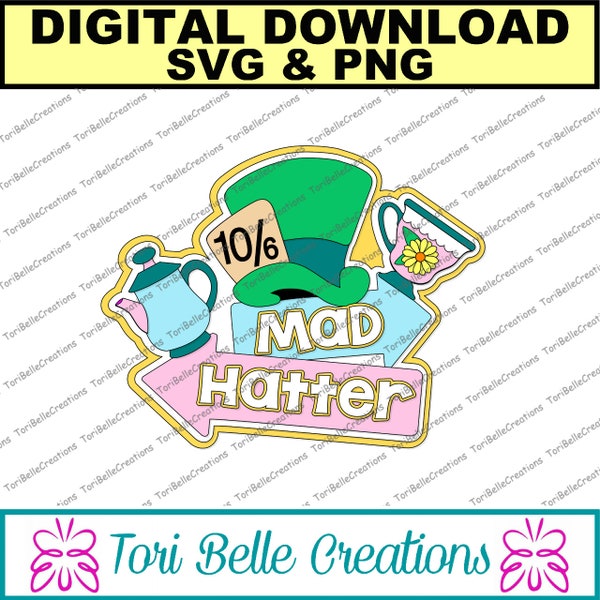 Digital SVG Cut File  Die Cut SVG Scrapbook Title Digital Cutting File for Scrapbook Pages .svg ~ Mad Hatter Title