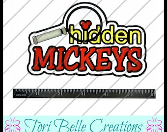 Hidden Mickeys Scrapbook Title: Handmade Paper Piecing Die Cut, Scrapbook Page Embellishment