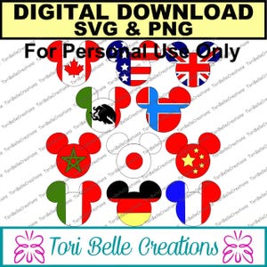 Digital SVG Cut File  Die Cut SVG Scrapbook Title Digital Cutting File for Scrapbook Pages .svg ~ Epcot World Showcase Country Mickey Heads