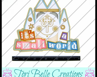 It's a Small World Scrapbook Title - Handmade Paper Piecing Die Cut, Vacation Scrapbook Embellishment