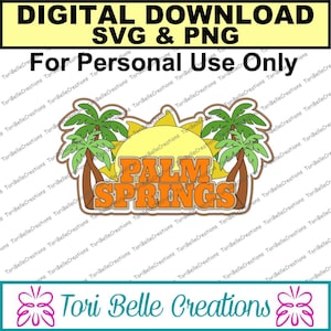 Archivo de corte SVG digital Die Cut SVG Scrapbook Título Archivo de corte digital para páginas de Scrapbook .svg ~ Título de Palm Springs