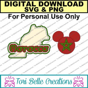 SVG numérique coupe fichier Die Cut SVG Scrapbook titre fichier de découpe numérique pour Scrapbook Pages. svg ~ Maroc titre et drapeau Mickey Head