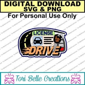 Digitale SVG Cut File Die Cut SVG Scrapbook Titel Digitaal snijbestand voor Scrapbookpagina's .svg ~ License to Drive SVG
