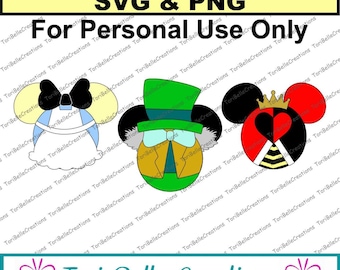 Alice in Wonderland Mad Hatter Mickey Heads: Layered SVG Cut File Scrapbooking (Digital Download)