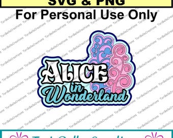 Alice in Wonderland Title: Layered SVG Cut File for Scrapbooking (Digital Download)